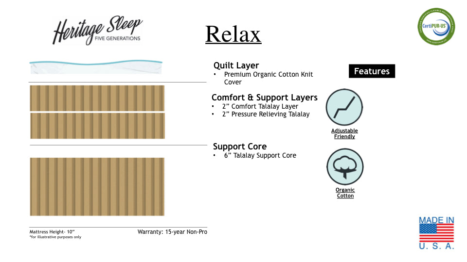 HERITAGE Relax Pure Talalay Latex Mattress